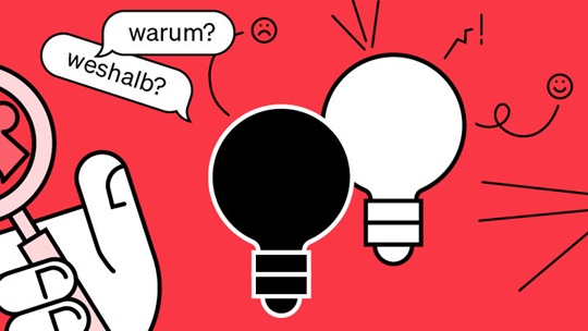 Rotes Bild mit weissen Icons