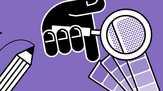 Purple Bild mit weissen Icons