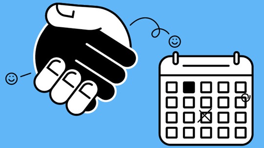 Blaues Bild mit weissen Icons